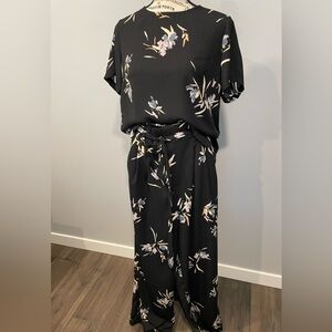 A New Day | Floral Black Paperbag Pants Set | Size S
